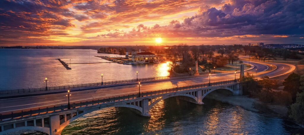 Detroit Belle Isle Bridge Sunrise