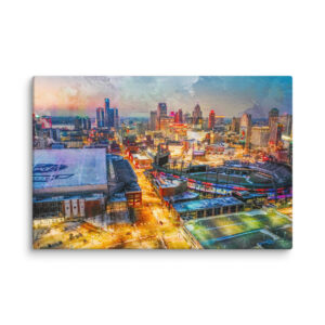 Ford Field and Comerica Park Canvas Print – Detroit Skyline